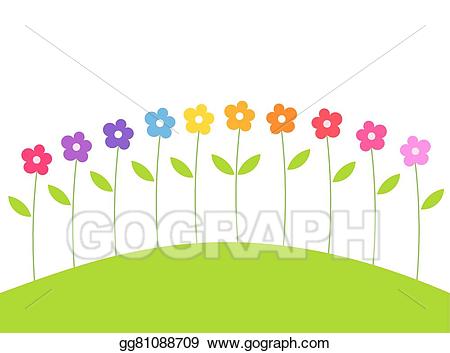 Hill clipart cute. Vector flowers illustration 