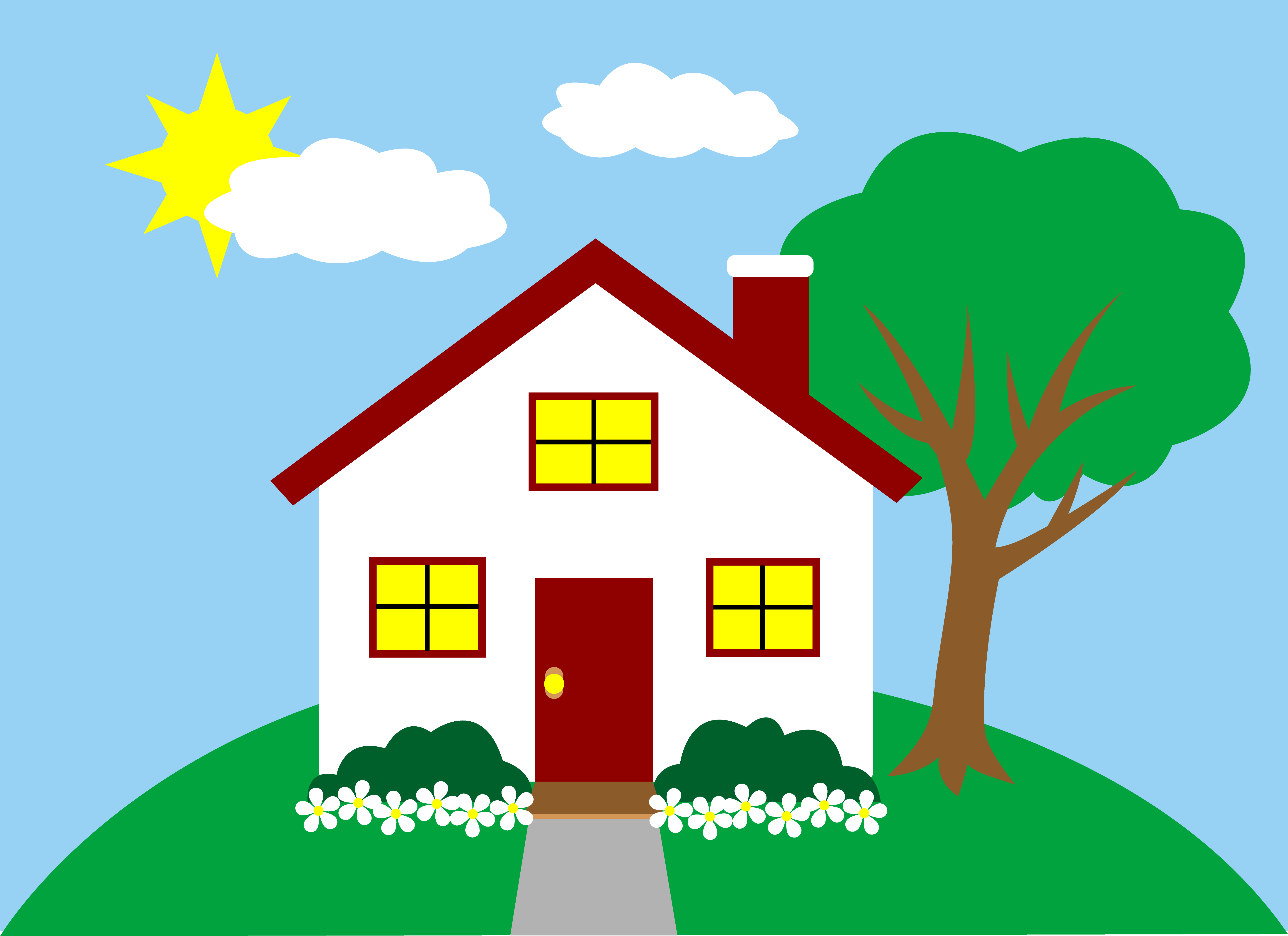 hill clipart house
