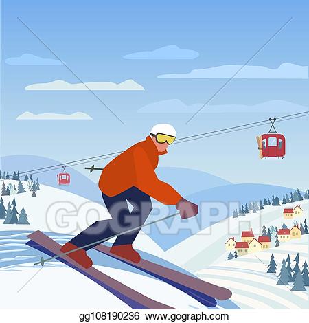 Hill clipart mountain skiing. Vector stock in mountains