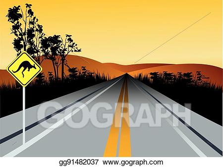 hill clipart road sunset