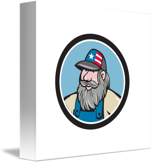 Man beard circle cartoon. Hillbilly clipart hat