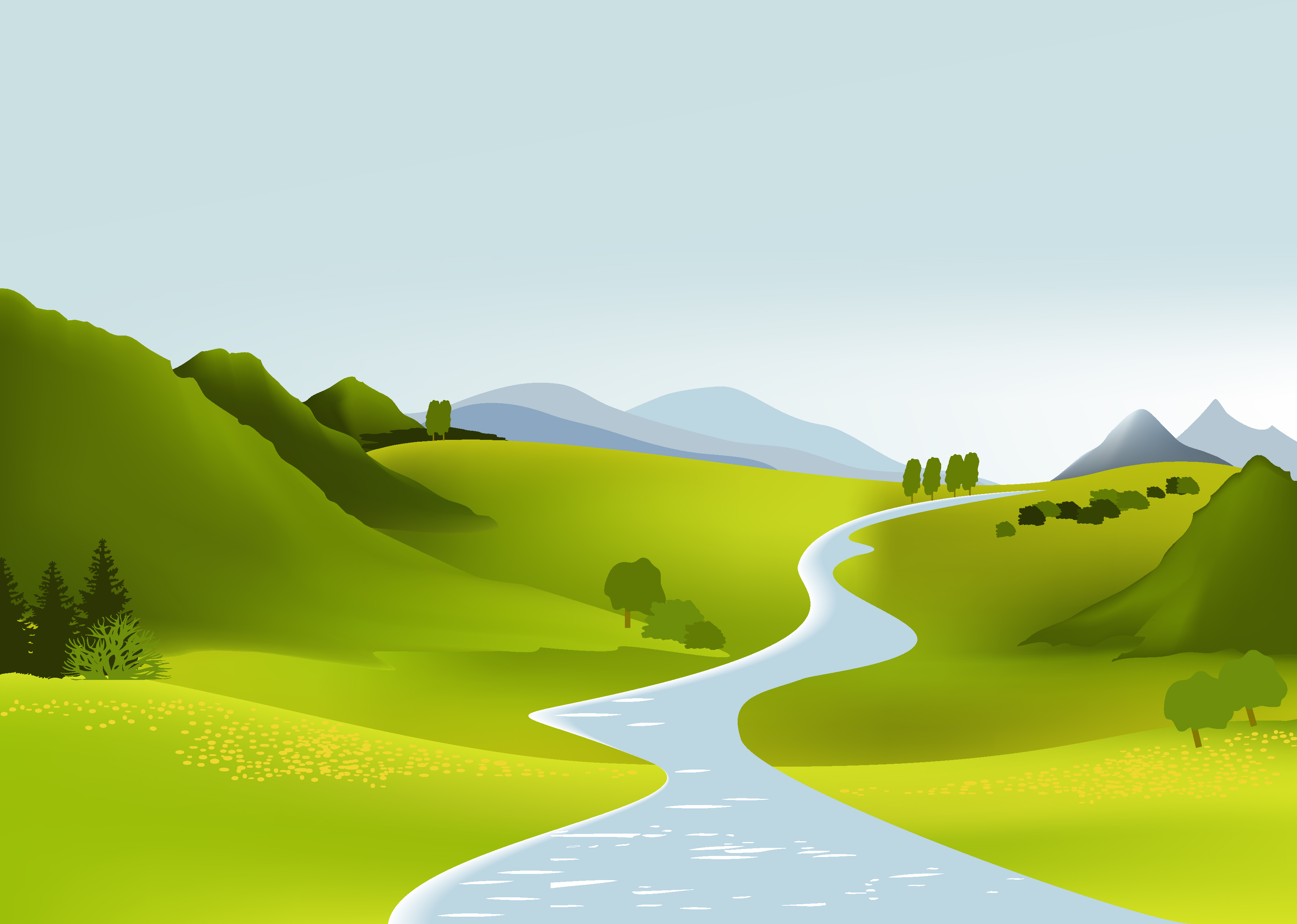 Cartoon landscape vector free. Hills clipart cute