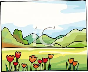 Hills clipart field. A of tulips in