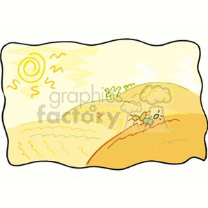 Sun in the sky. Hills clipart high