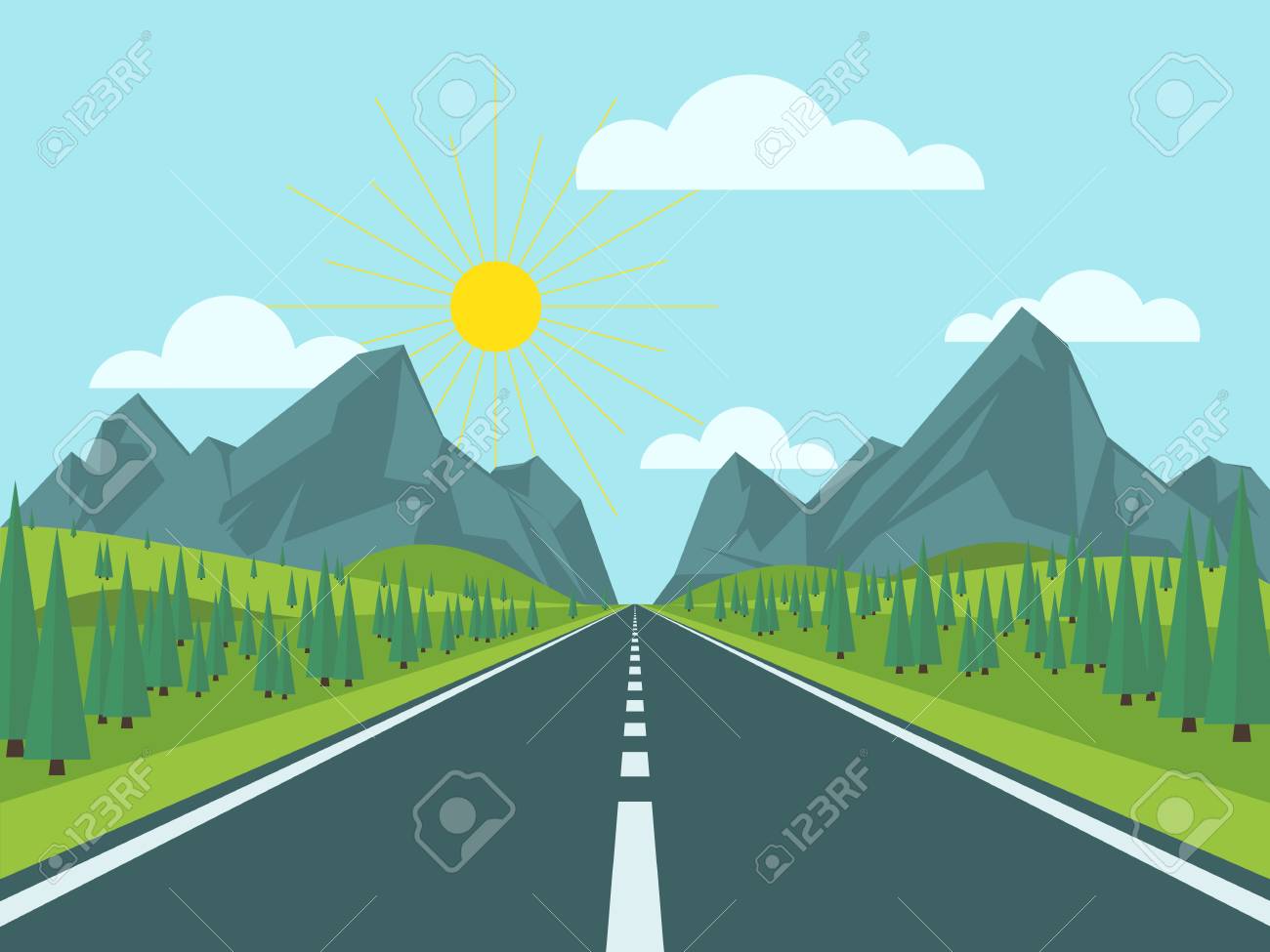 hills clipart hilly road