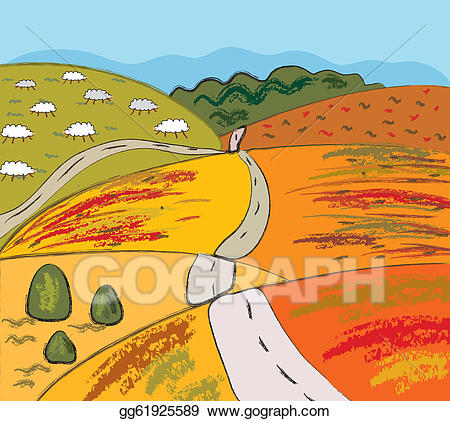 hills clipart rural road