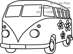 Hippie clipart hippie bus. Image of black and