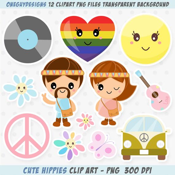 Hippie clipart hippy. Kawaii clip art peace