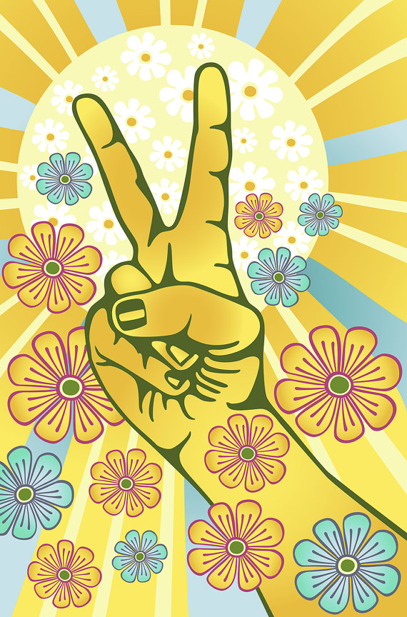 Hippie clipart psy. Flower power hand gesturing