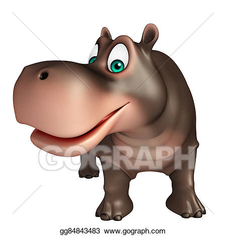 Stock illustration cute cartoon. Hippo clipart character