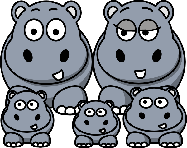 Totetude family clip art. Hippo clipart two