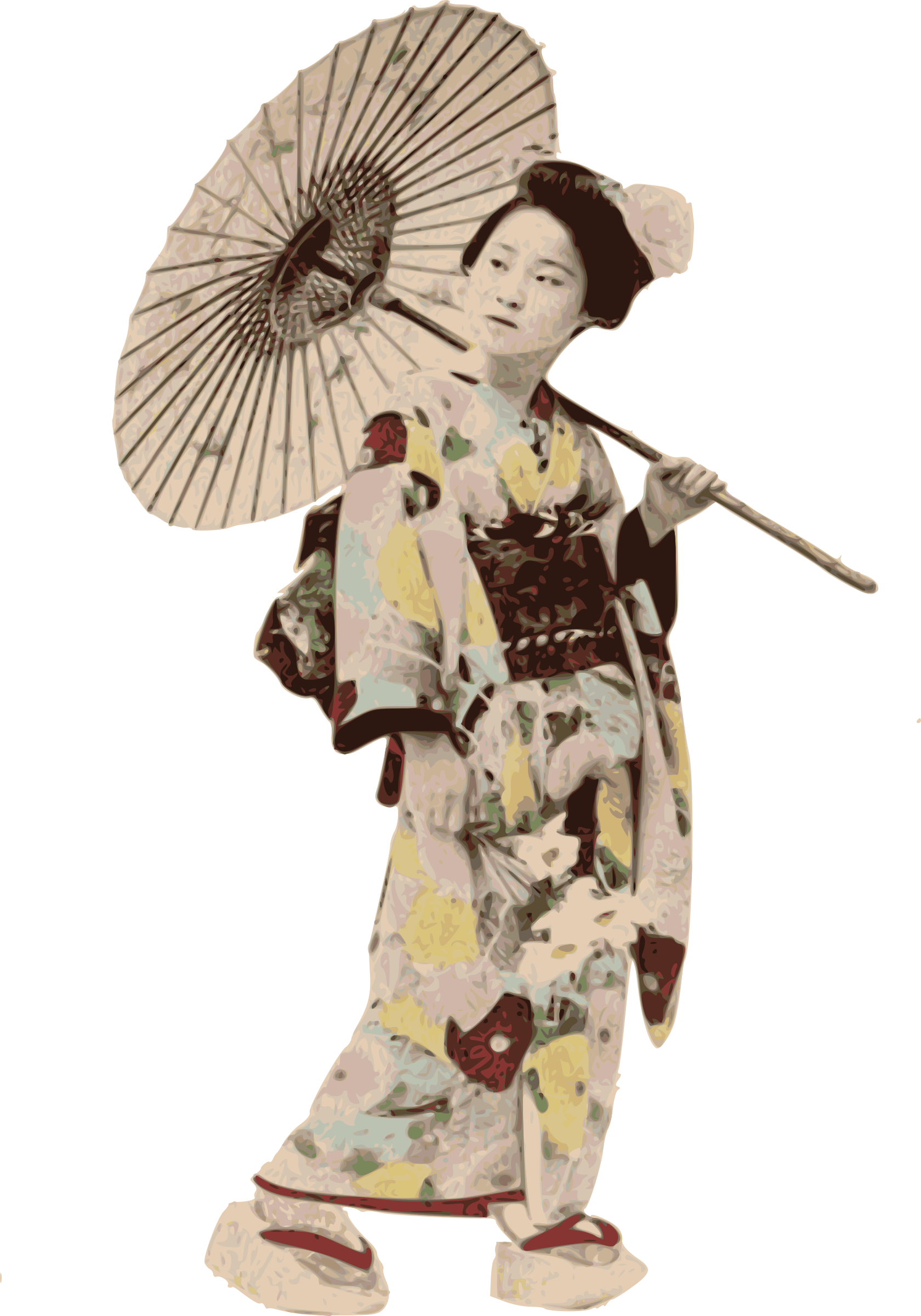 History clipart woman. Stereotypical kimono lady big