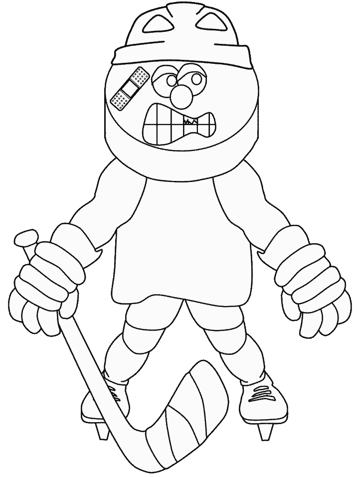 hockey clipart colouring page