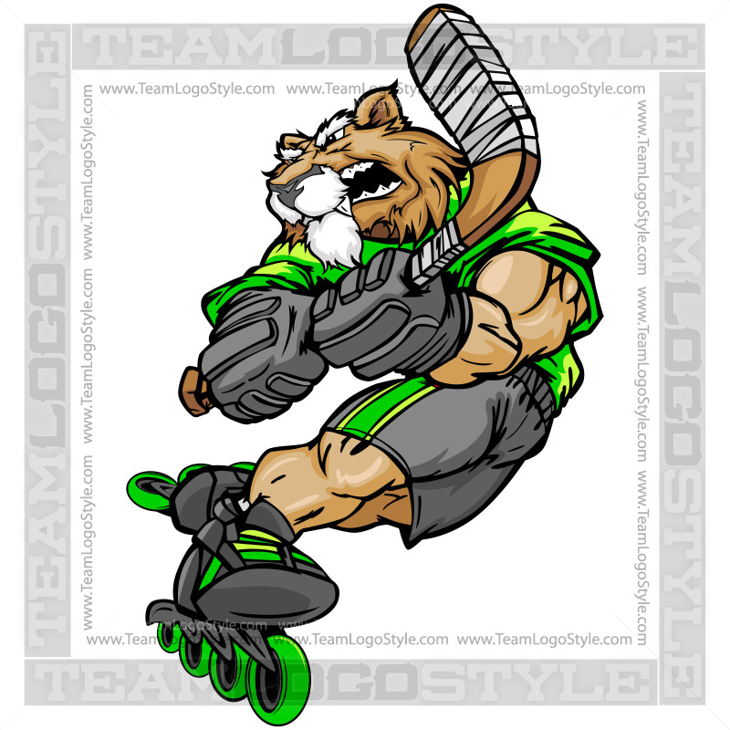 Hockey clipart mascot. Cougar roller vector 