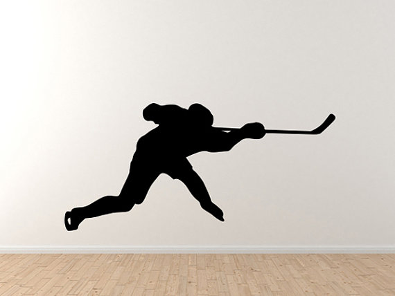 Player slapshot silhouette shadow. Hockey clipart slap shot