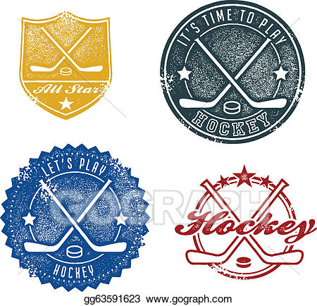 Hockey clipart vintage. Vector style sport stamps