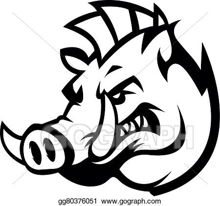 Hog clipart. Vector wild boar illustration