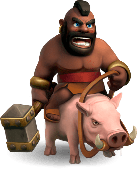 Clash of clans rider. Hog clipart brown pig