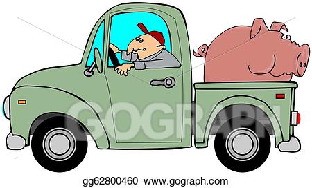 Stock illustration truck hauling. Hog clipart man