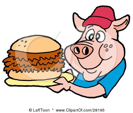Happy cartoon pig with. Hog clipart pork food