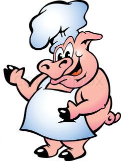 Cartoon cow and pig. Hog clipart pork food