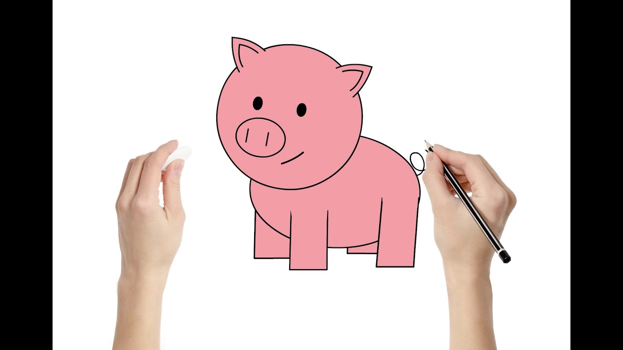 Hog clipart simple. How to draw a