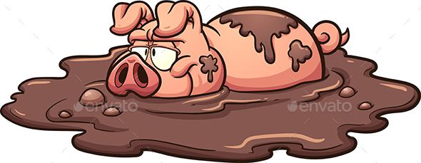 Hole clipart mud pile. Pig bathing in vector