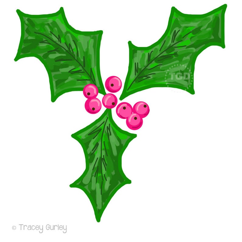holly clipart pink
