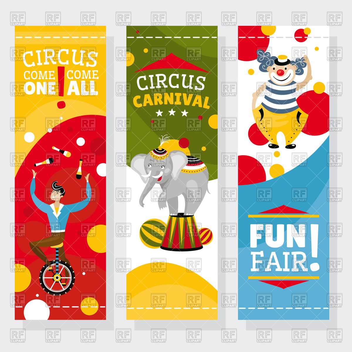 Holiday clipart flyer. Funfair or circus banners