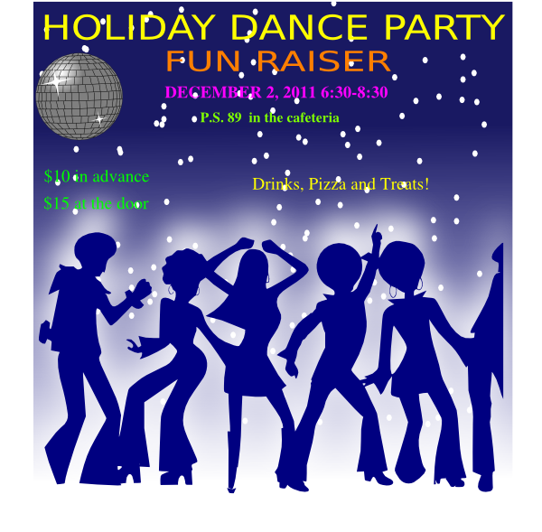 Dance party clip art. Holiday clipart flyer