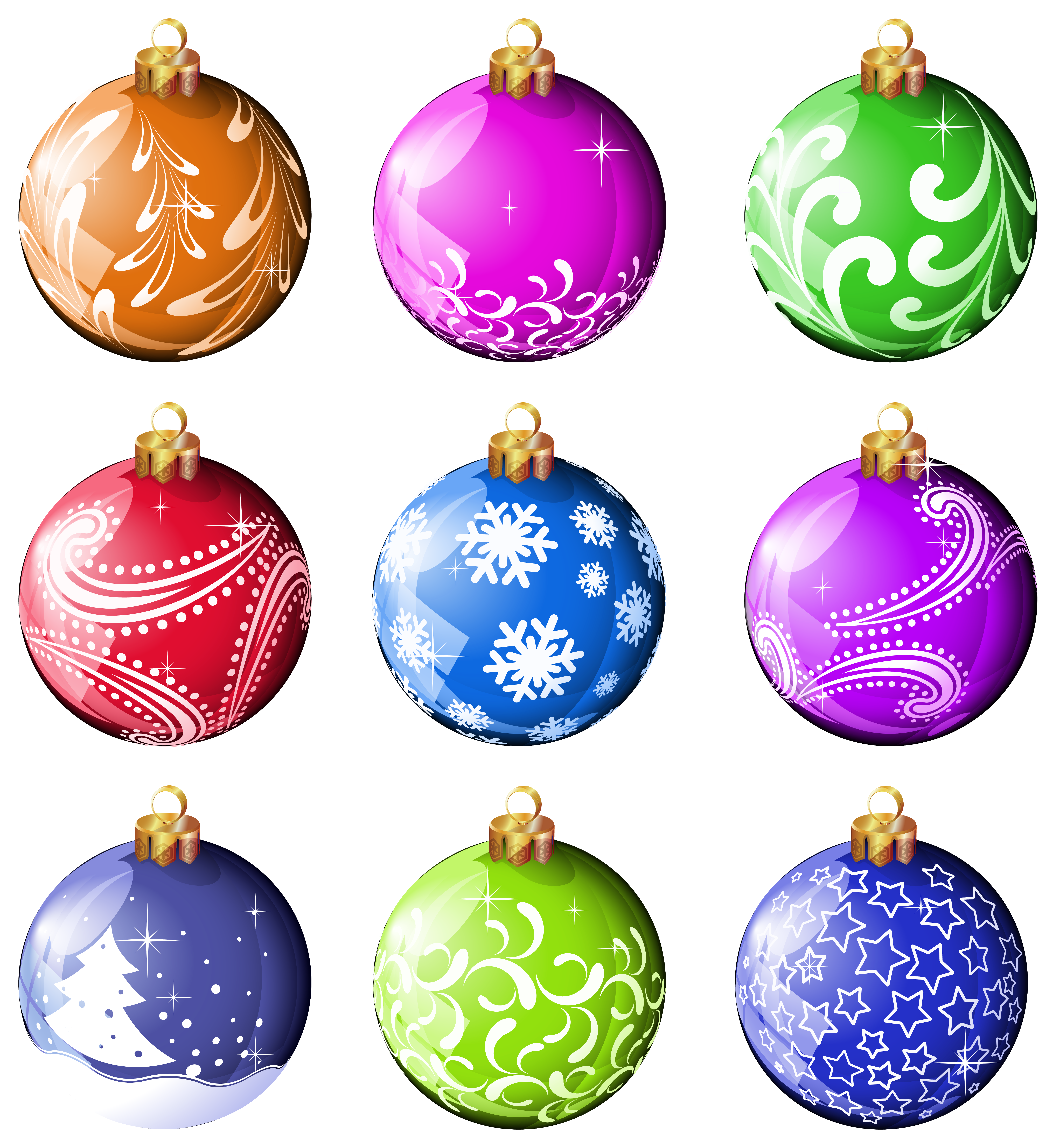 Collection christmas balls ornaments. Holiday clipart printable