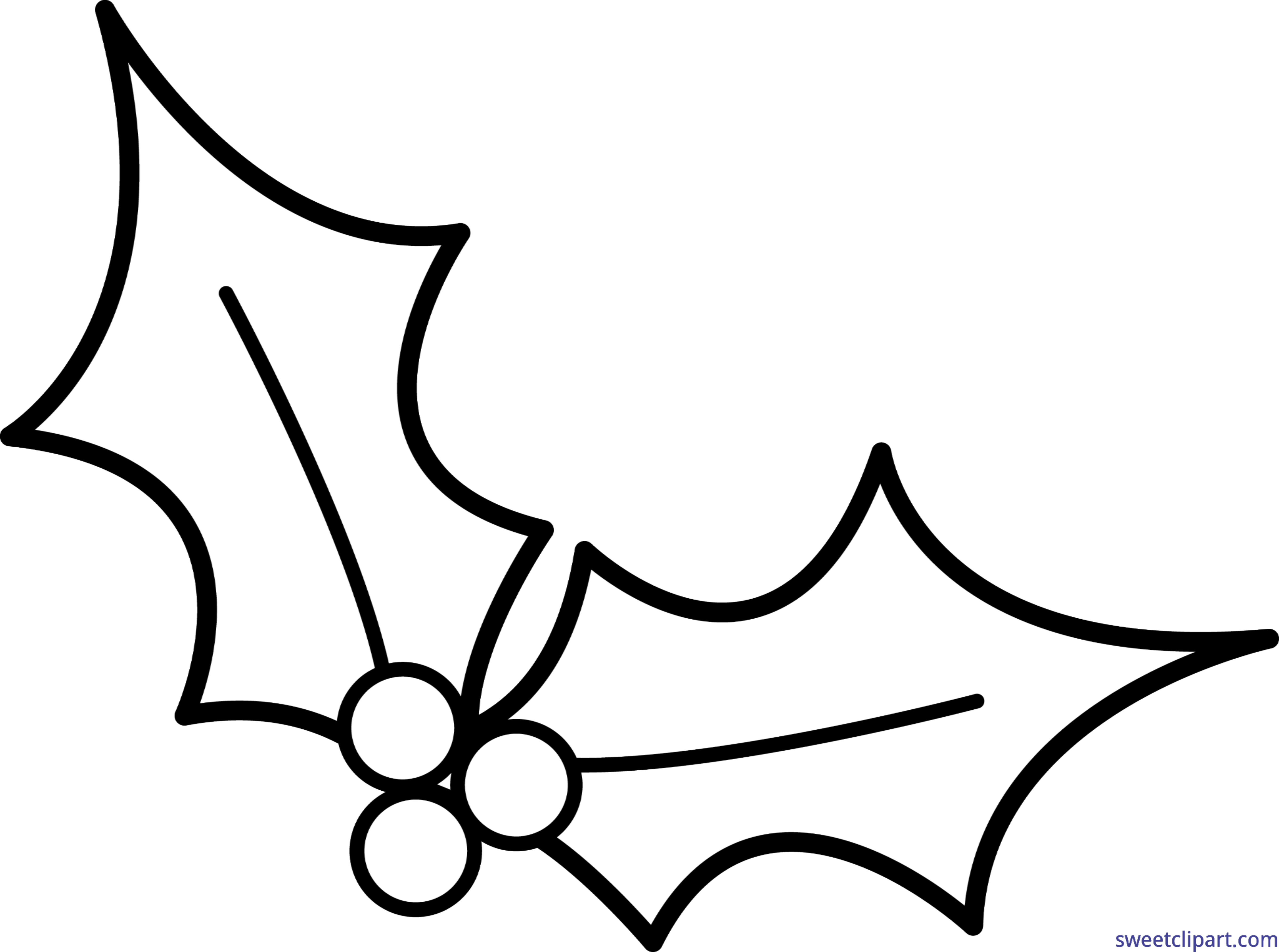 Christmas lineart clip art. Holidays clipart holly