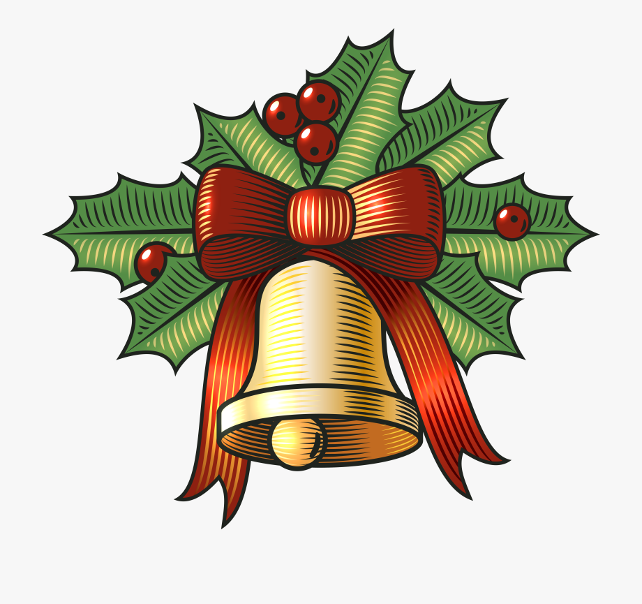 Holly clipart christmas bell. Large with png clip