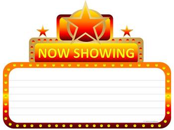 Marquee clipart hollywood stage. Now showing cinema graphic