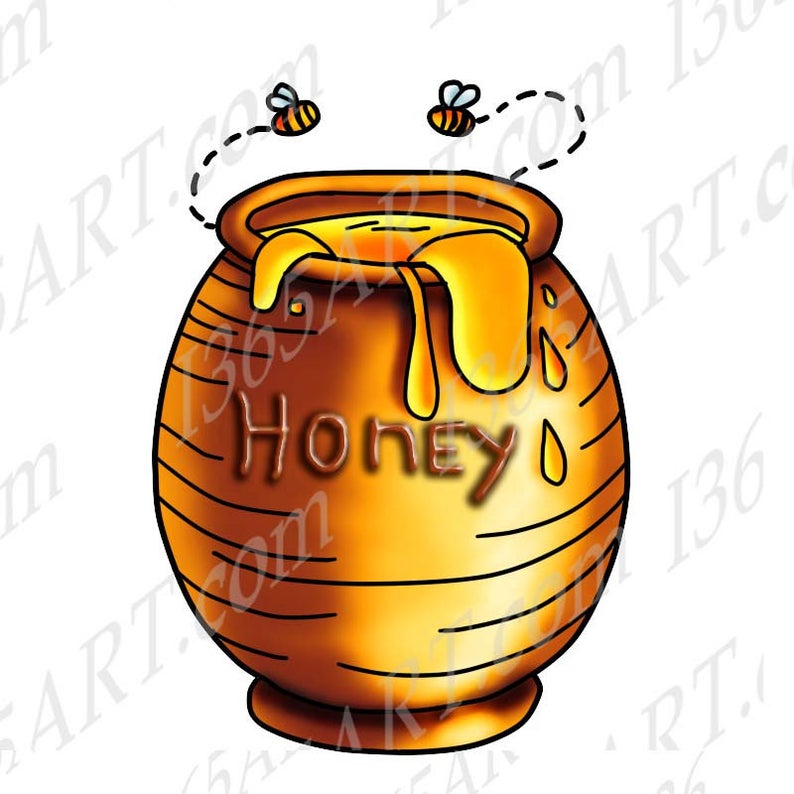  off bees jar. Honey clipart illustration
