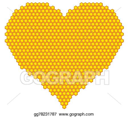 Vector illustration . Honeycomb clipart heart