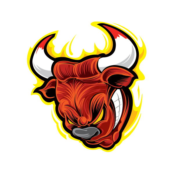 Printed vinyl bull head. Longhorn clipart angry