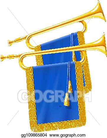 Horn clipart royal trumpet. Vector art golden with