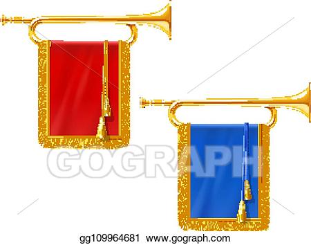 Vector art golden with. Horn clipart royal trumpet