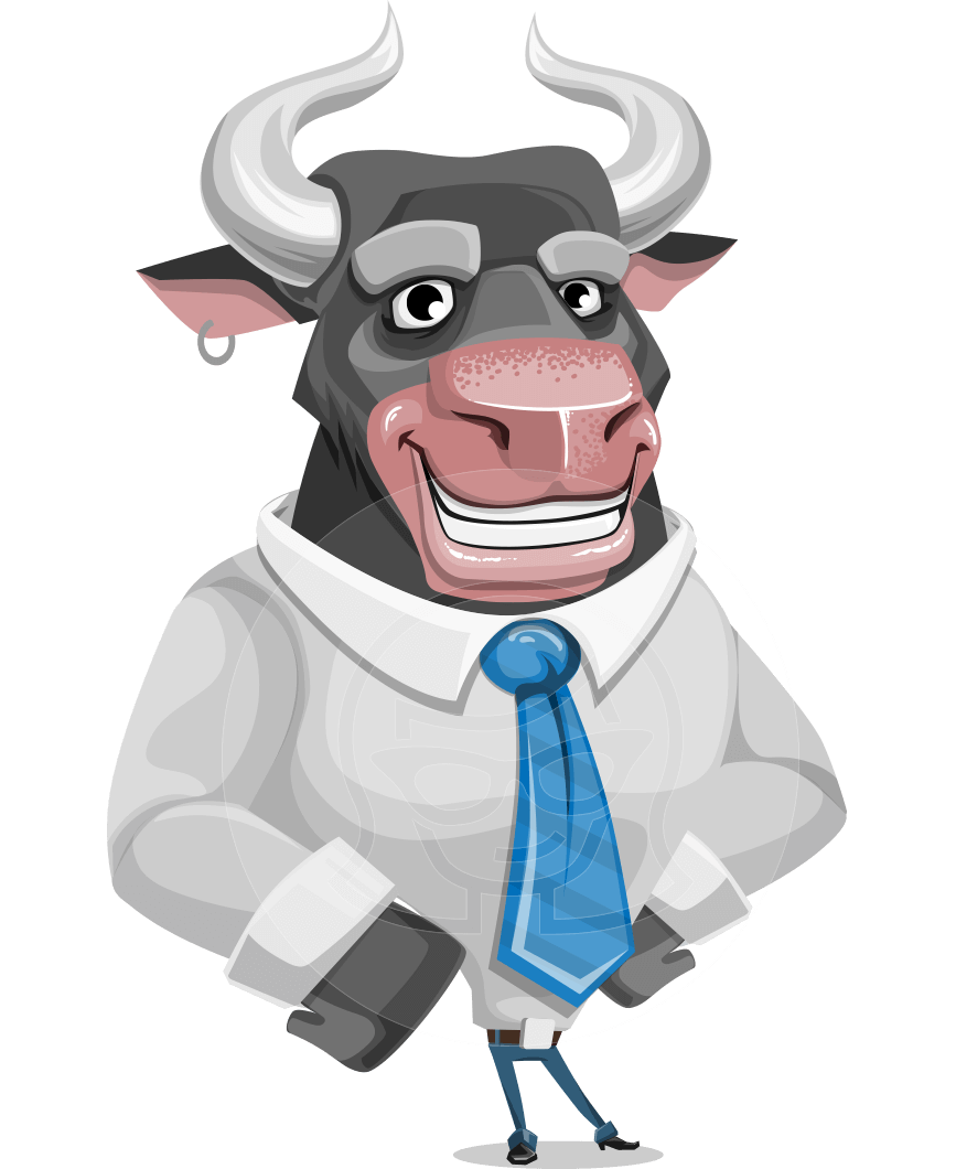 Bull cartoon character will. Horn clipart vector