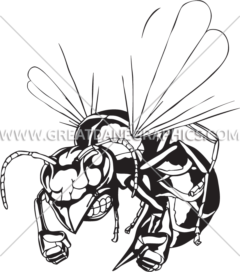 Hornet clipart drawing. Production ready artwork for
