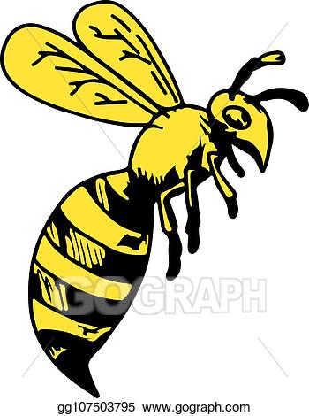 Art wasp flying cartoon. Hornet clipart vector