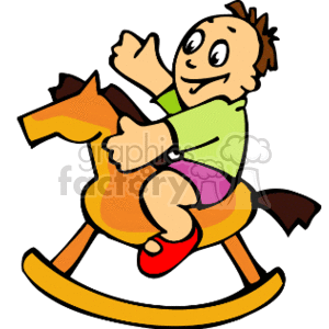 Little on a rocking. Horse clipart boy