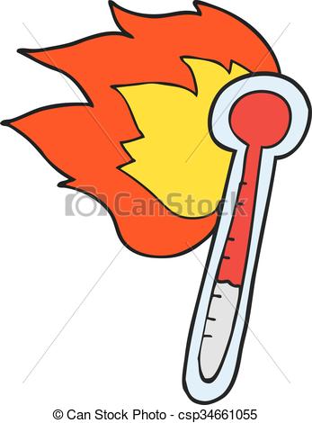 Hot clipart. Freehand drawn cartoon temperature