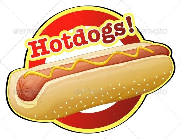 A label stained glass. Hotdog clipart american food