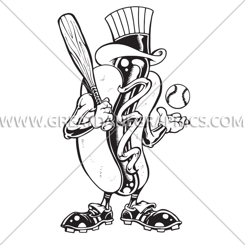 Production ready artwork for. Hotdog clipart baseball