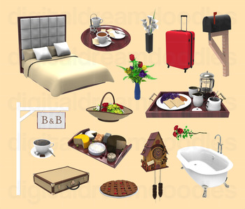 Hotel clipart bed and breakfast. Inn digital png graphics