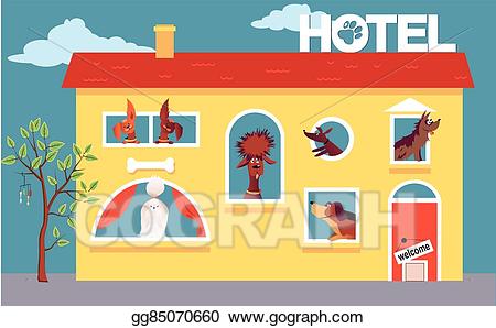 Vector art for dogs. Hotel clipart cute