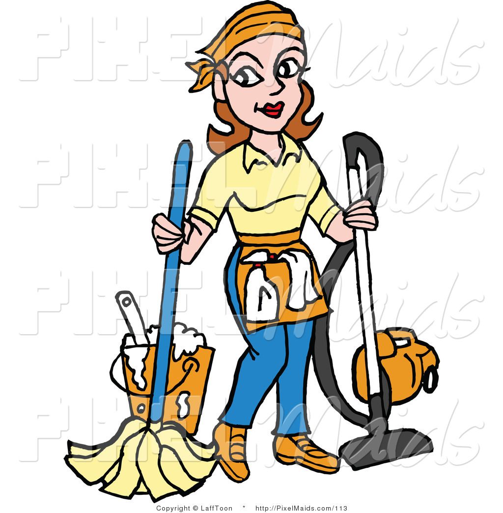 maid clipart mop floor