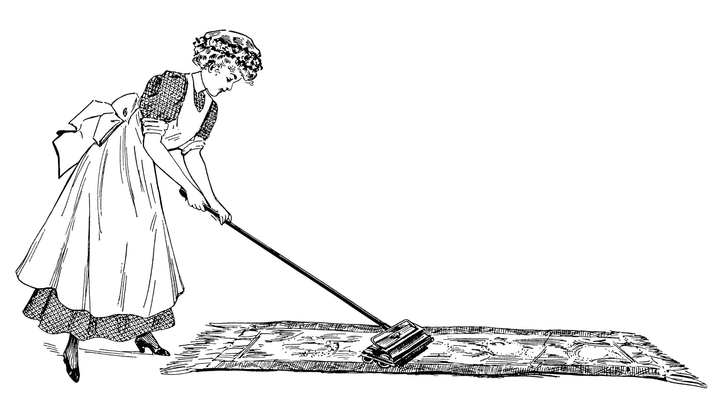 Housekeeping clipart retro. Vintage cleaning lady clip
